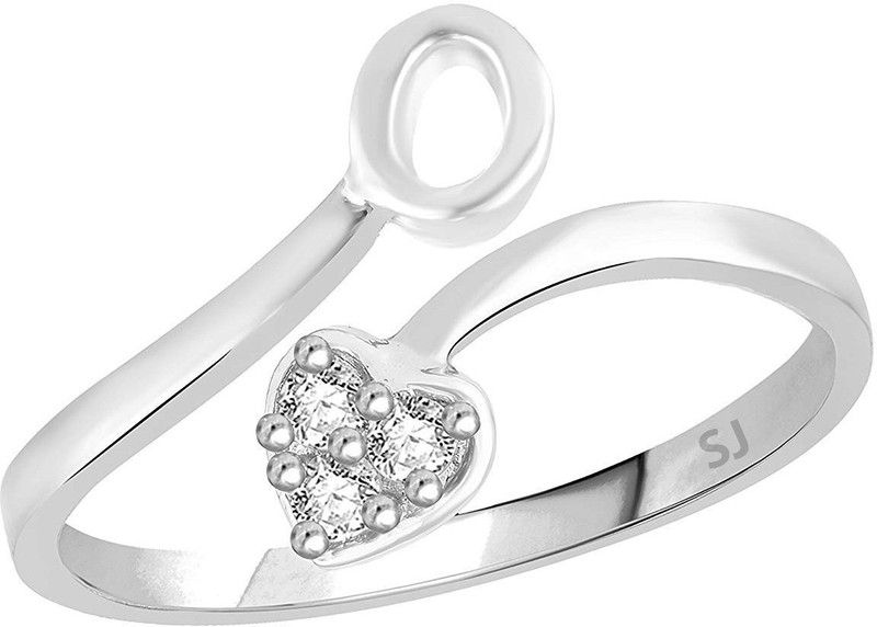 Heart Initial 'O' Adjustable ring,women western/stylish wear,Alphabet M ring,Ring for girls party wear and love ring Alloy, Brass Cubic Zirconia Rhodium Plated Ring