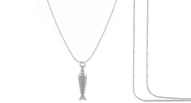 Sterling Silver (92.5% Purity) Stylish Fashionable Fish Rope Chain Pendant Sterling Silver Pendant