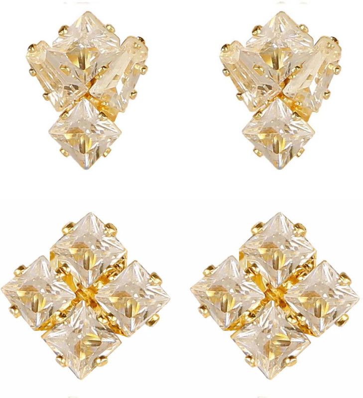 White Colour Flower Style Alloy Non Piercing Earrings for Non-Pierced Ears (Pack of 2) Alloy Clip-on Earring