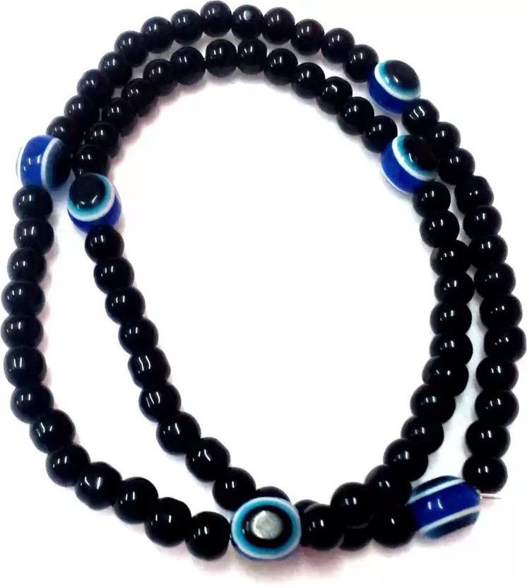 Splash Blue & Black Beads Mala as to Protect From Evil Eye Pack Of 1 Metal Chain