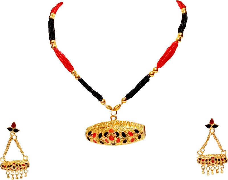Copper Gold-plated Red, Black Jewel Set  (Pack of 1)
