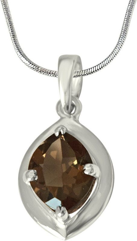 Walnut Drop - Marquise Shaped 2.15 cts Smoky Topaz 925 Sterling Silver Pendant with 18 IN Chain (SDP428) Sterling Silver Topaz Sterling Silver Pendant