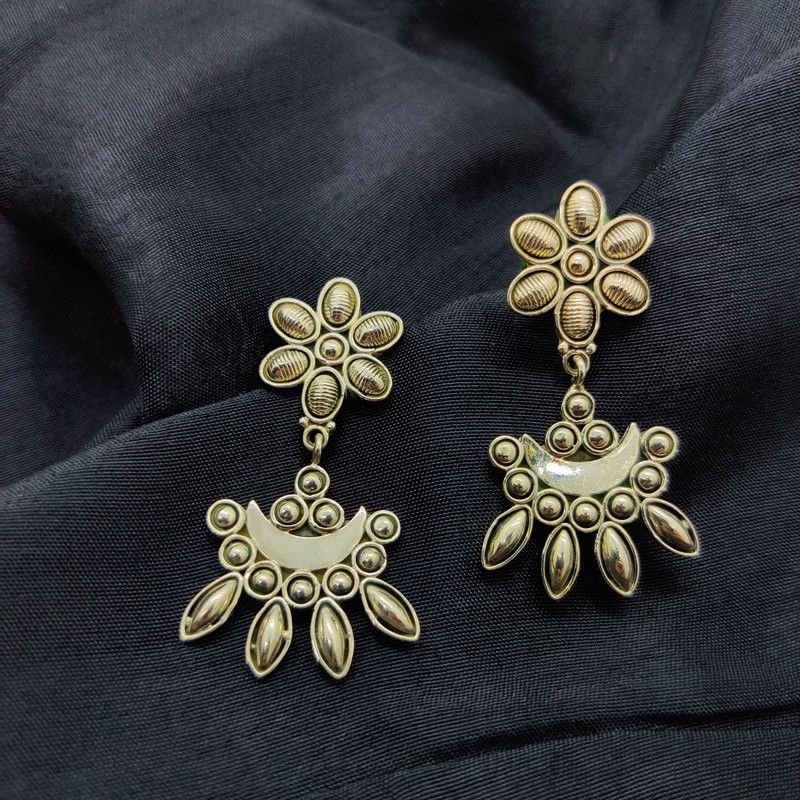 Manasa 925 Sterling Silver Earrings Silver Drops & Danglers