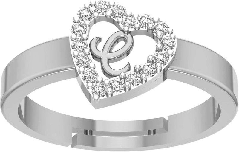 Heart Shaped Brass C Alphabet Rings Silver Gold Adjustable Valentine Latest American Diamond Latest American Diamond Love Heart Initial Letter for Women Girls Girlfriend Men Boys Couples Lovers Brass Cubic Zirconia Silver Plated Ring