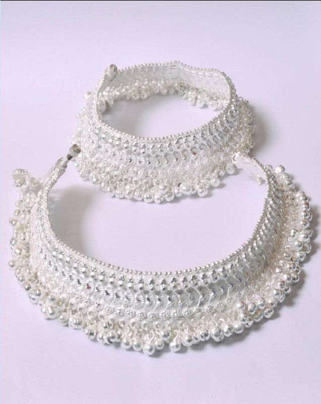 Sterling Silver with Mathri Ghrungro Anklet for Women's Bridal - Engagement Wear Metal Anklet