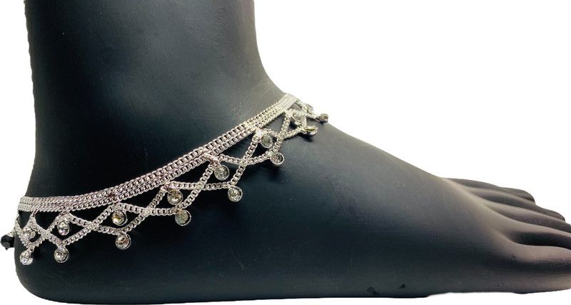 LUCRATIVECRYSTAL Stainless Steel Anklet  (Pack of 2)