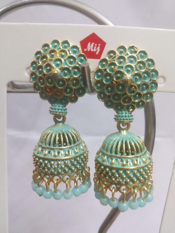GEMS001 Beads Alloy Jhumki Earring