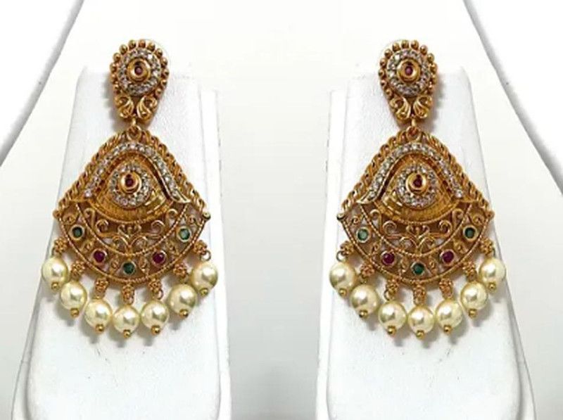 Women Ear Rings_Ethnic Pearl Bronze Drops & Danglers