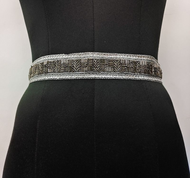 JS_45 Grey Daul silver belt Gold Grey Kamarband