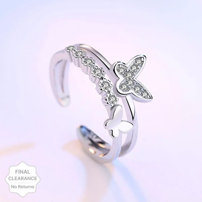 Double Butterfly Ring Stainless Steel Ring