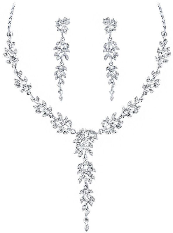 Metal Silver Silver, White Jewel Set  (Pack of 1)