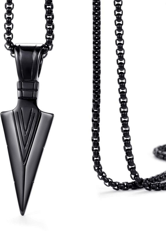 Men's Silver Necklace Triangle Arrow Head Pendant Mens Jewelry-Gift for Him Silver Plated Stainless Steel Chain