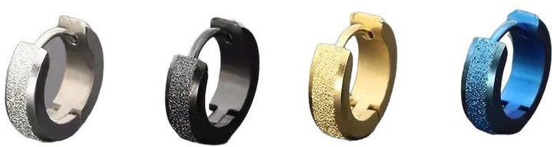 Classic Gypsophila Anti-allergic titanium steel buckle earrings Unisex (4PC) Stainless Steel Hoop Earring