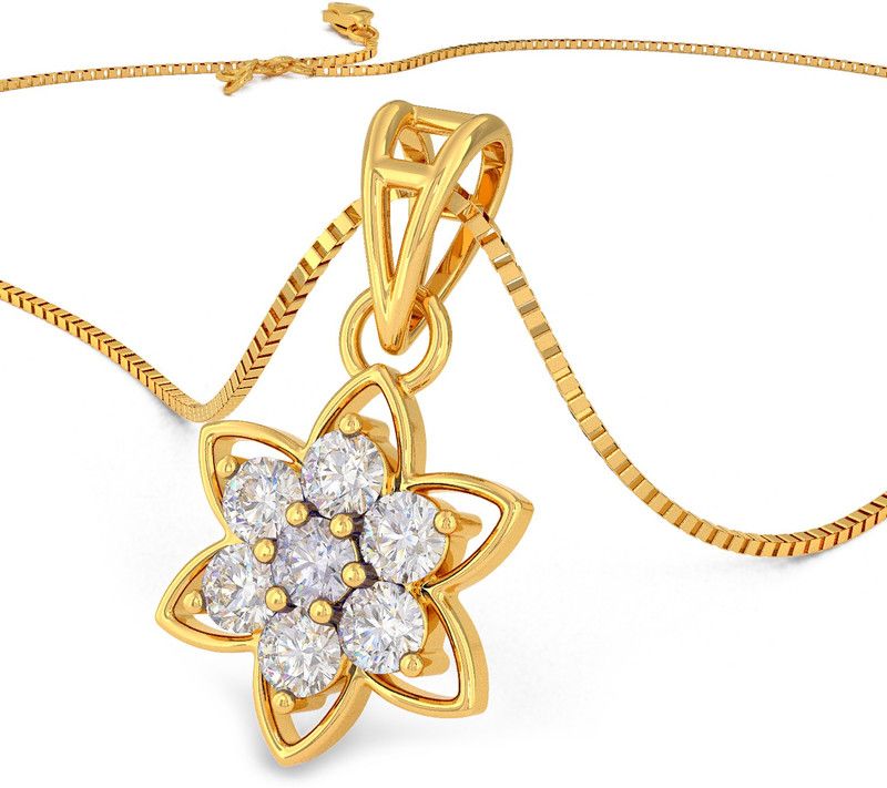 Joyalukkas Precious Pendant Floral Design 22kt Swarovski Yellow Gold Pendant