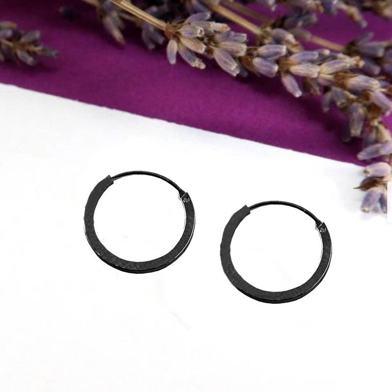 Round Shape Stylish Black Bali/Earrings for Girls & Women Metal Hoop Earring
