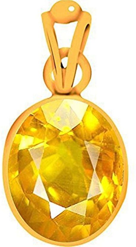 5.25 - 5.50 Ratti Pukhraj Panchadhatu Yellow Sapphire Metal Pendant