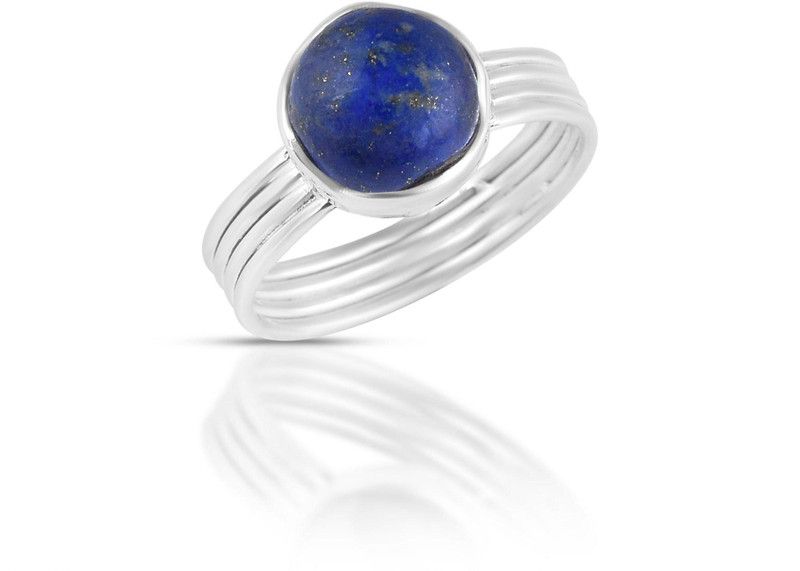 925 Sterling Silver Round Blue Lapis Lazuli Ring Engagement Wedding Anniversary Bridal Jewelry For Girls Silver Lapis Lazuli Silver Plated Ring