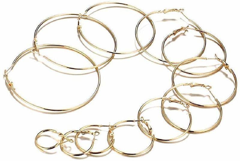 Combo Latest Trendy Collection Stylish Party Wear Gold Plated Hoop Earrings Set for Women and Girls Metal Hoop Earring