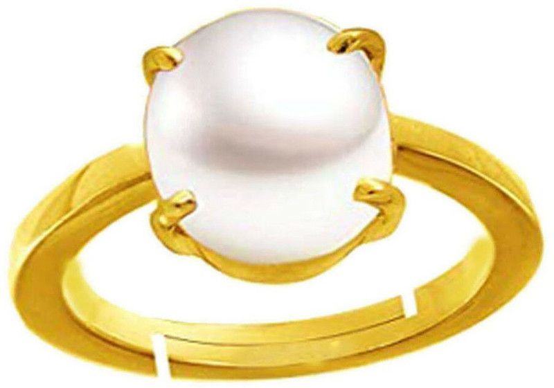 Pearl (Moti) 6.25 Ratti or 5.50 Ct Panchdhatu (5 Metal) Women Adjustable Stone Ring