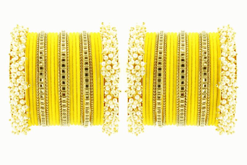 Metal Pearl Gold-plated Bangle Set  (Pack of 2)