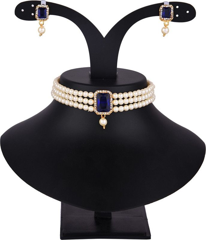 Alloy Jewel Set  (White, Blue)