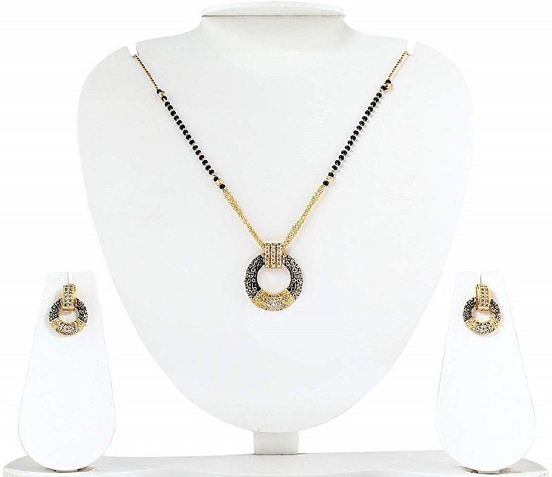 Stone, Brass Jewel Set  (Black, Gold)