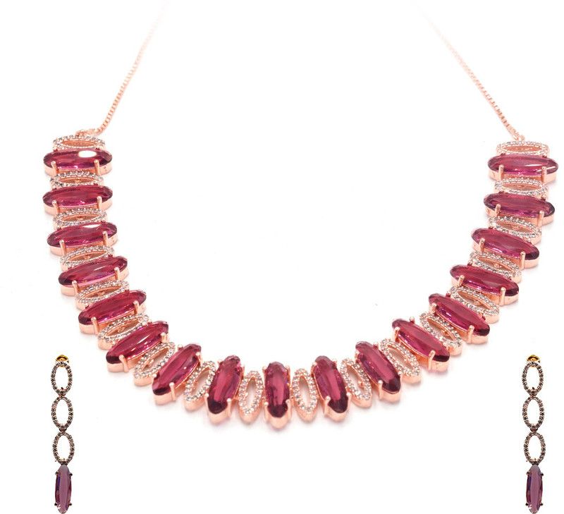 Brass Ruby Red Jewel Set  (Pack of 1)