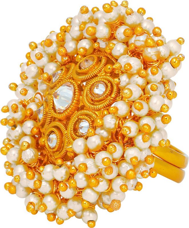 Indian traditional Brass Cubic Zirconia Gold Plated Ring