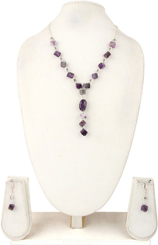 Alloy Silver Purple Jewel Set  (Pack of 1)