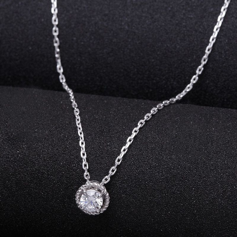 Rope Rhodium Cubic Zirconia Sterling Silver Pendant