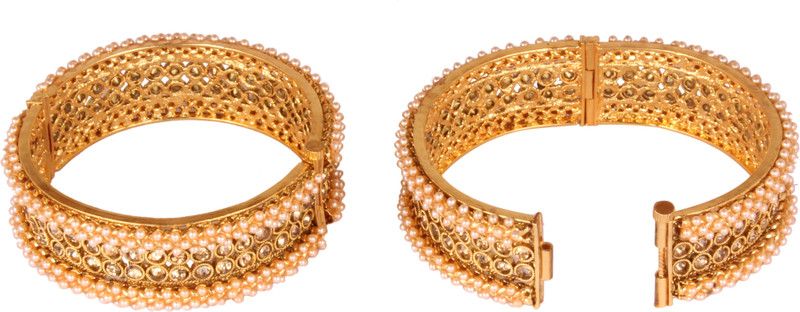 Alloy Pearl, Crystal Gold-plated Bracelet Set  (Pack of 2)
