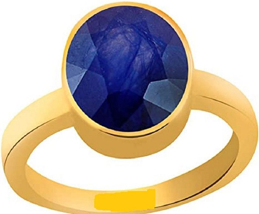 13.25 Ratti 12.65 Carat Natural Blue Sapphire Neelam Gold Plated Adjustable Ring Brass Sapphire Gold Plated Ring