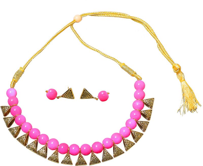 Metal Pink Jewel Set  (Pack of 1)