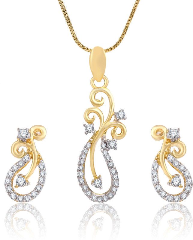Brass Gold-plated Gold, Platinum Jewel Set  (Pack of 1)