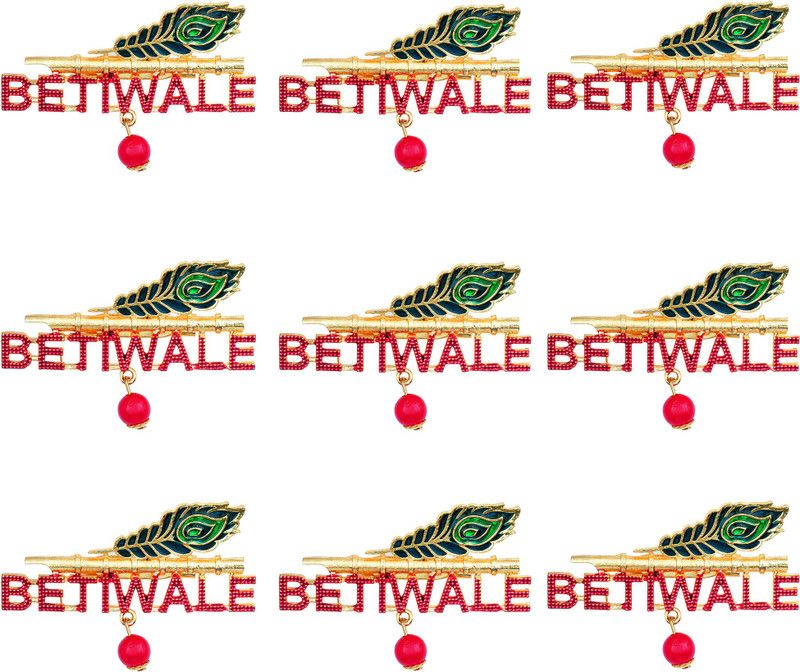 ADF Betiwale Printed Wedding Brooch, Saari Pin for Men & Women (Pack Of 9) Brooch  (Red)