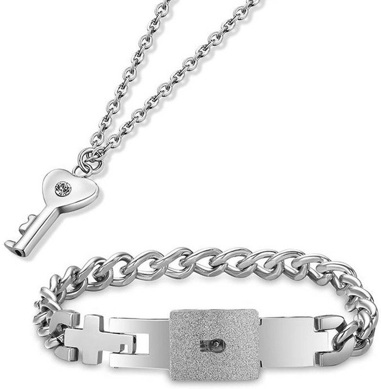 Stainless Steel Sterling Silver, Titanium Silver Jewel Set  (Pack of 1)