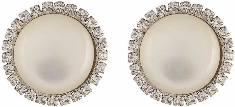 Gorgeous White Colour Stone Stud Earrings For Non-Pierced Ears/Fashion Jewellery/Stylish Fancy Party Wear Traditional Earrings For Women/Girls Alloy Stud Earring