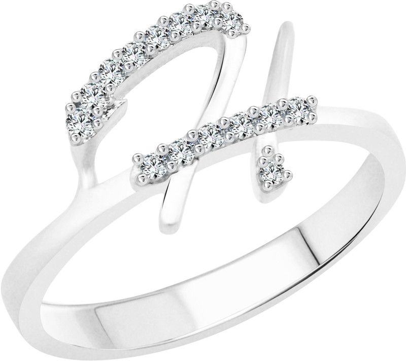 initial ''H'' Alphabet Alloy Cubic Zirconia Gold Plated Ring
