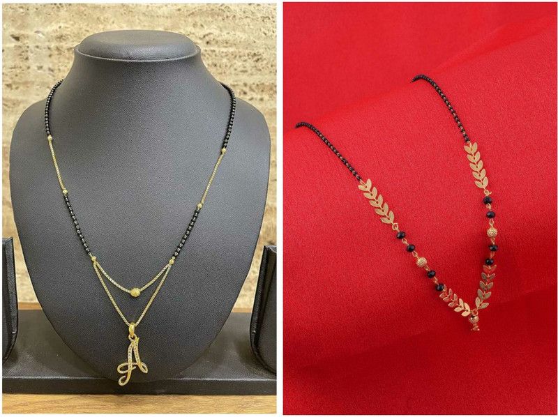 Wynona Jewellery combo of gold plated short mangalsutras for women Brass Mangalsutra
