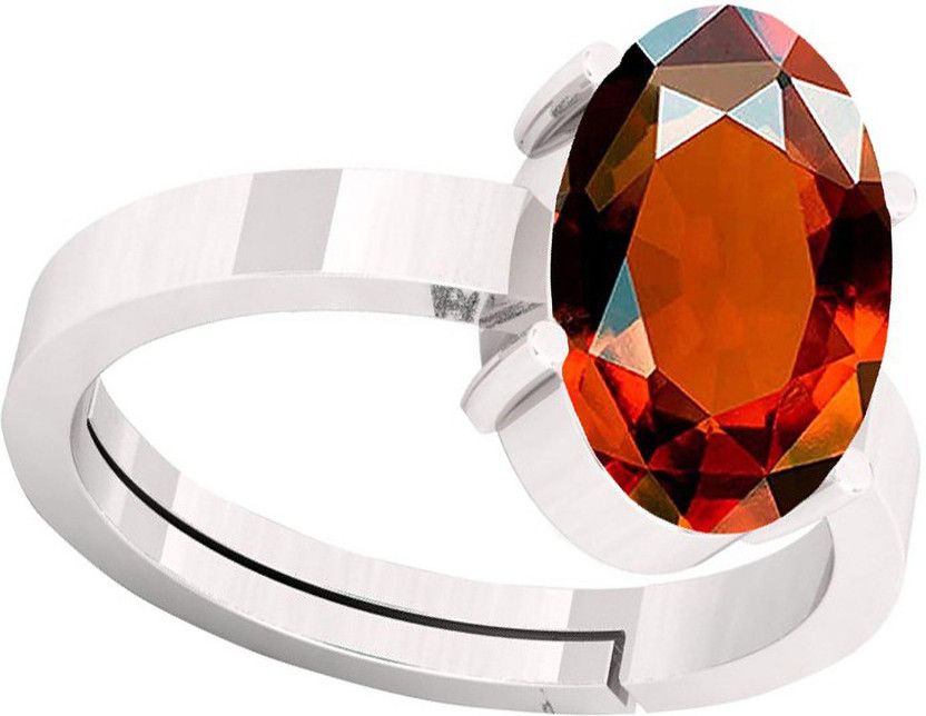 5.25 Ratti Natural Hessonite Gomed Stone Panchdhatu Ring Metal Garnet Rhodium Plated Ring