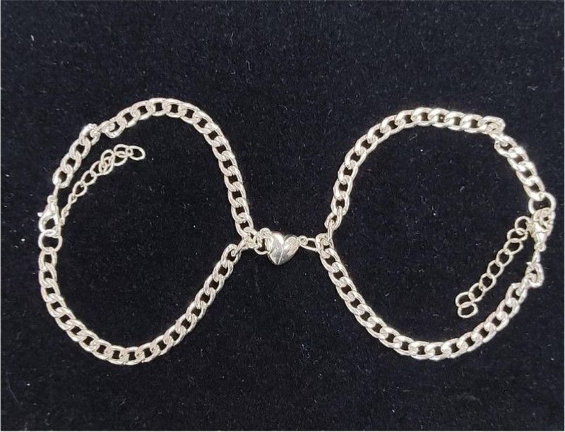 Stainless Steel Platinum Bracelet  (Pack of 2)
