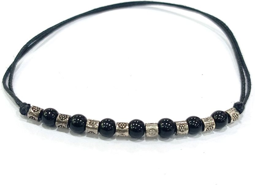 Gurjari Jewellers Black Thread Anklet with Black beads with oxidised Beads Cotton Dori Anklet Cotton Dori Anklet