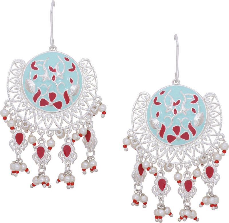 Tahira Silver Sparkle Chand Bali Earrings Brass Drops & Danglers