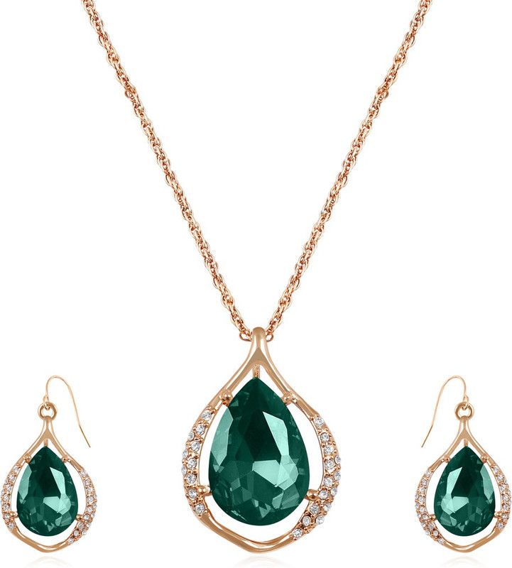 Brass, Alloy Gold-plated Green, Gold Jewel Set  (Pack of 1)