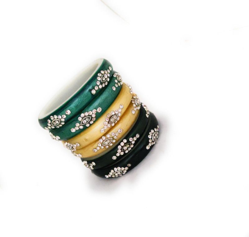 Crystal, Plastic Crystal Bangle Set  (Pack of 6)