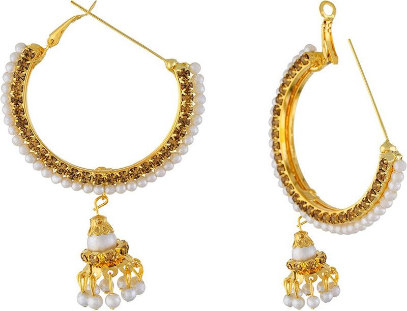 Stylish and Designer Gold Plated and Pearl Earrings Alloy Drops & Danglers