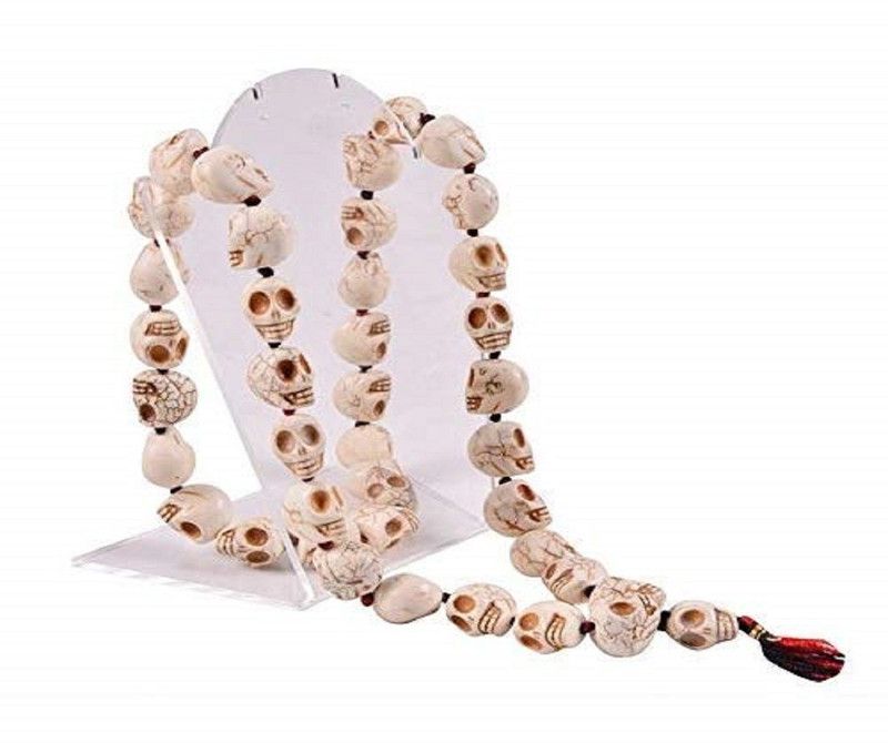 Mund Mala White 14 mm Bead Nar mund skull mala Kali poojan Mala Stone Chain