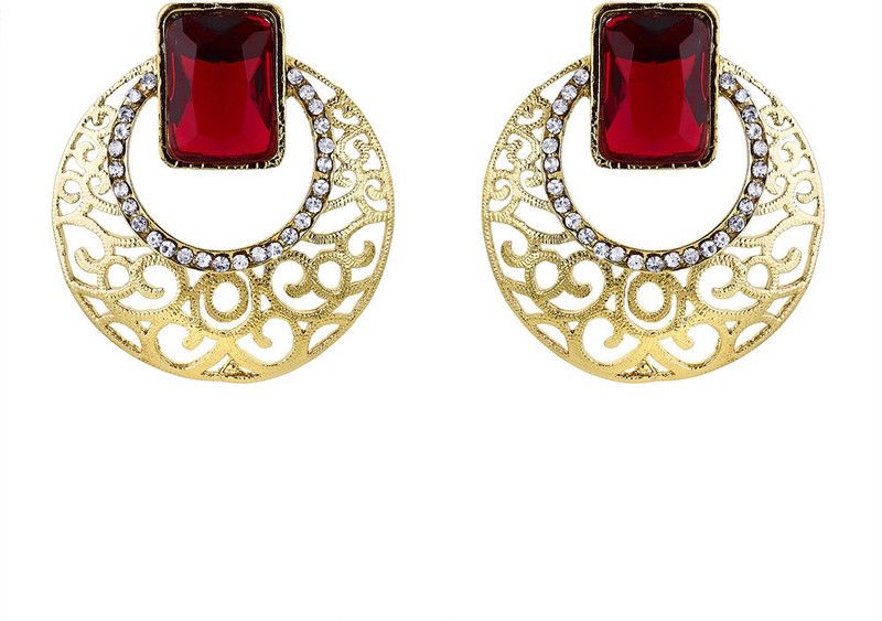 Chandbali Ruby Antique Brass Chandbali Earring