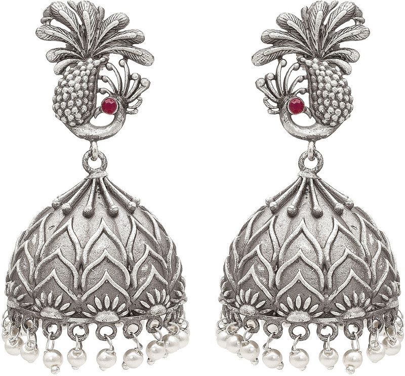 Latest Stylish Antique Oxidised Silver Plated Trendy Design Ethnic Alloy Jhumki Earring