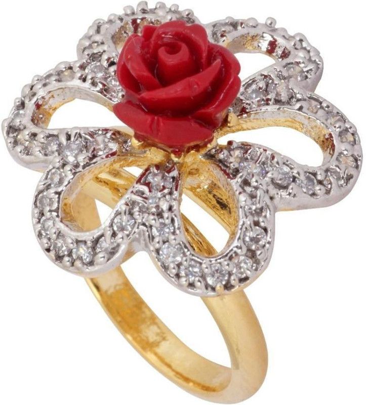 Red Rose AD Stone Ring Alloy Ring